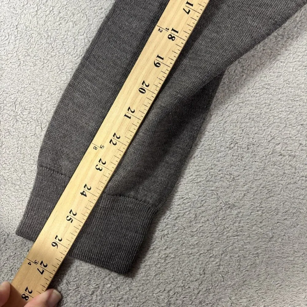 Banana Republic Mens Size XL Merino Wool Long Sleeve‎ V Neck Sweater Grey Preppy